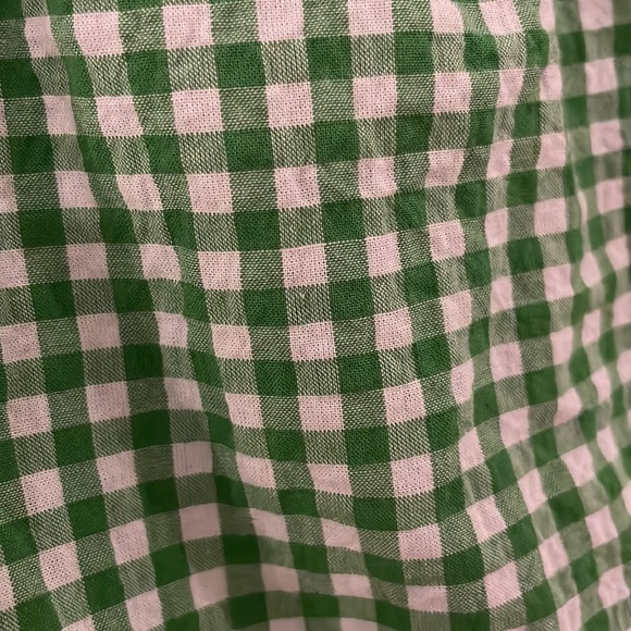 A pair of Kelly green and white gingham patterned shorts. - Picture 2 of 4